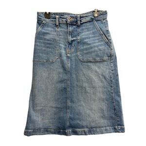 St Johns Bay Denim Midi Skirt Blue Utility Pockets Size 6